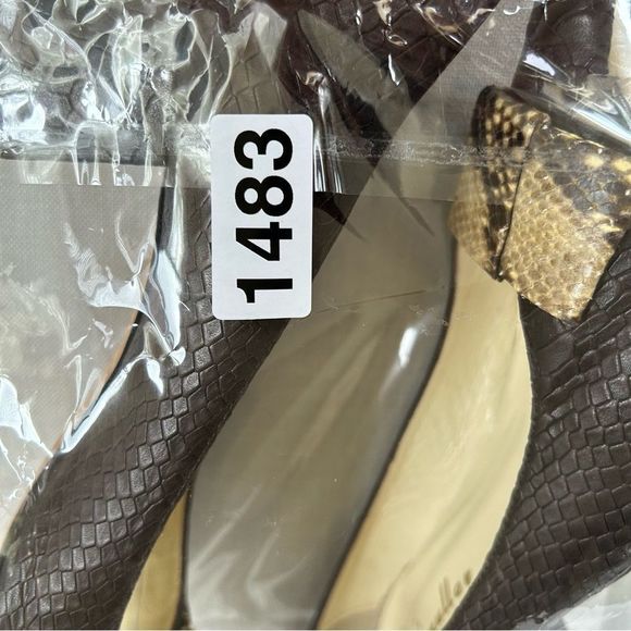 BETTYE MULLER LADIES HEELS SHOES 40 BROWN PYTHON LEATHER TEXTURED BOW POINTY - Picture 15 of 16